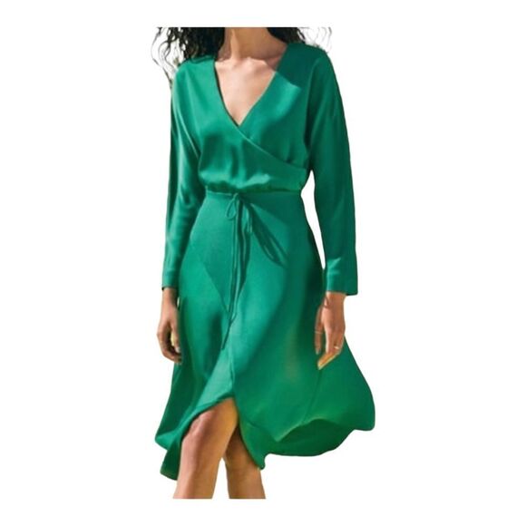 Cushnie for Target Emerald Green Long Sleeve Faux Wrap Asymmetrical Dress Size 0 - Picture 1 of 11